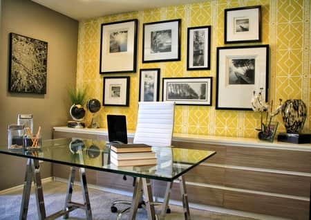Yellow walled office 